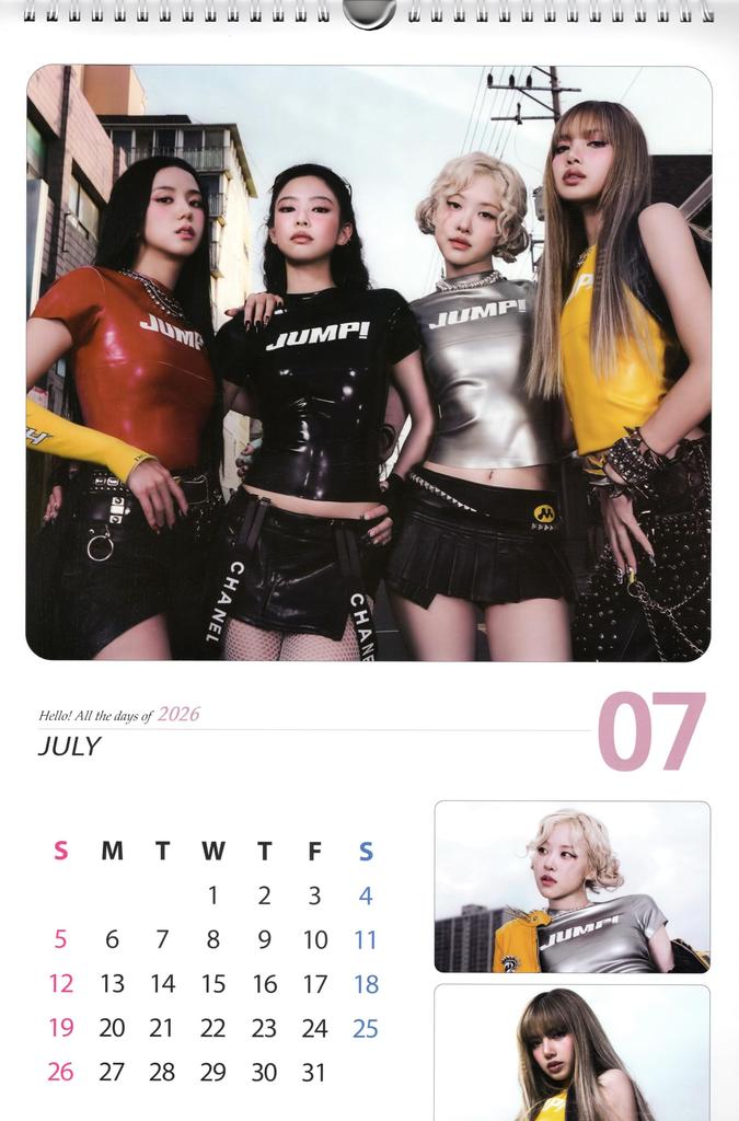 Black Jisoo Large Wall Calendar 2026 Sticker Pink, Jennie, Lisa, Rosé, Merchandise, (Reiwa 8) + Set, K-POP