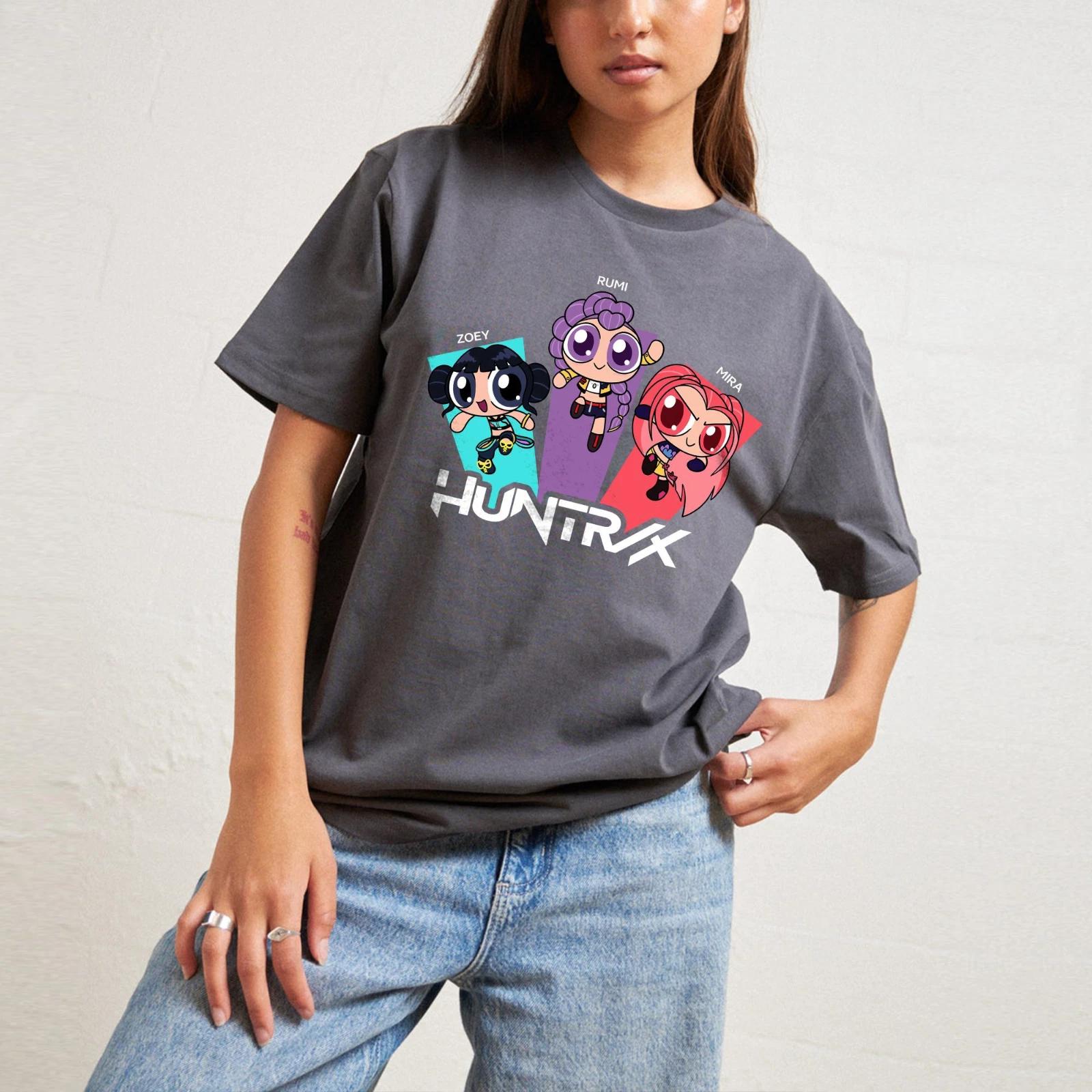 

Huntrix Kpop Охотники на демонов Фильм Винтажная футболка Одежда Графическая футболка с коротким рукавом Унисекс Мужская Женская Всесезонная 3XL