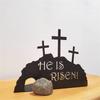 New He Is Risen Metal Empty Tomb Easter Scene Durable Black Color Cross Easter Scene Resurrection Party Scene Decor