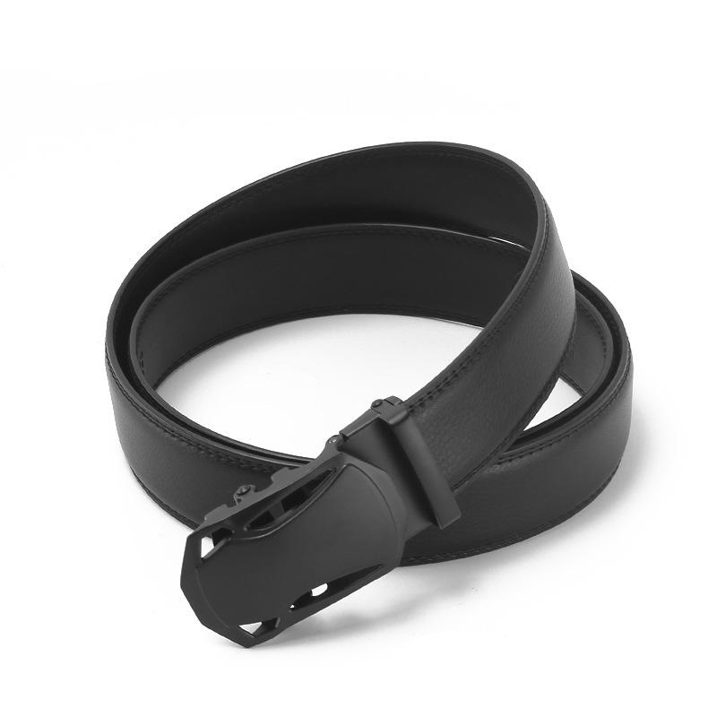 Swimming Black Automatic Buckle Open Side Two Ayer Cowhide Belt Business Casual Men's Trendy Belt
