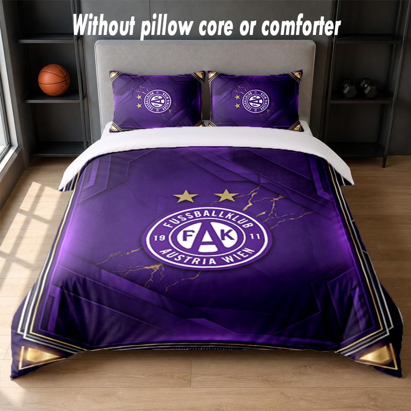 Austria Wien FC Design Bed Bedding Set 1 Duvet Cover + 2 Pillowcases Soft Breathable Household Bed Linens