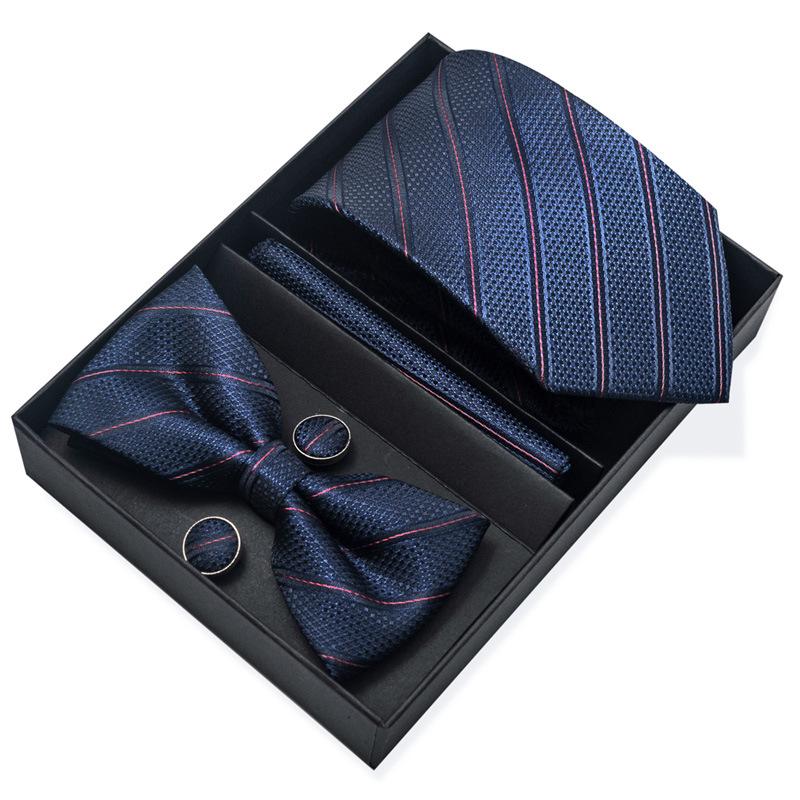 Set de 6 piezas, Corbata de Vestir de Negocios 8 cm Corbata para Hombre Set de Pajarita Caja de Regalo.