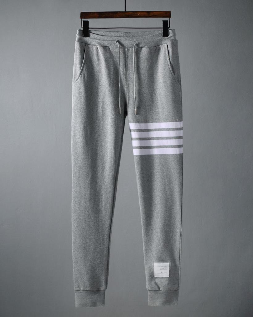 Trend Brand Four-Stripe Terry Cotton Sweatpants: European & American Casual Skinny Fit