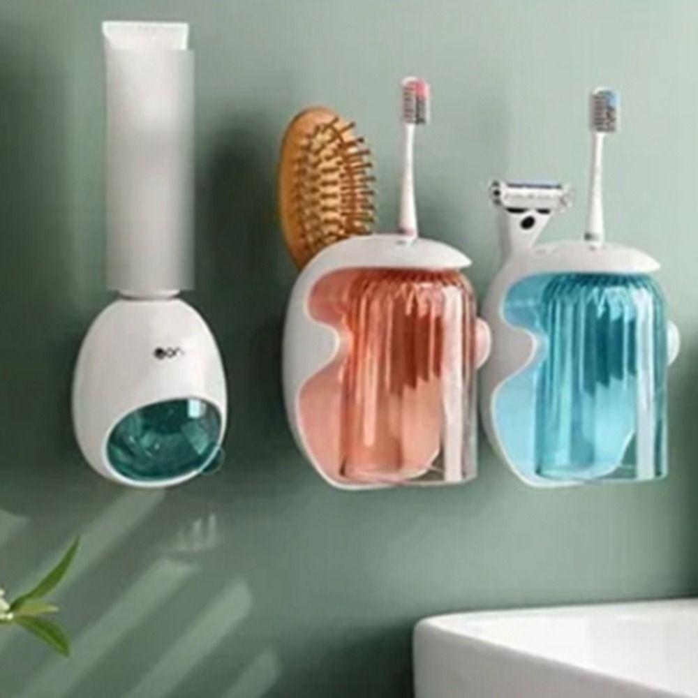 Plastic Toothpaste Dispenser With Dust Cover Automatic Tube Press Squeezer Shower