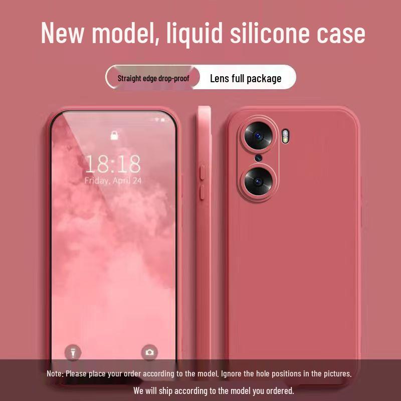 Compatible with Honor 60 Pro: Simple, Pure Color, Rubik's Cube Liquid Full-Wrap, Anti-Fall, Silicone Soft Case.