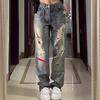 Damen High-Waist Retro Slimming Ripped Straight Leg Jeans