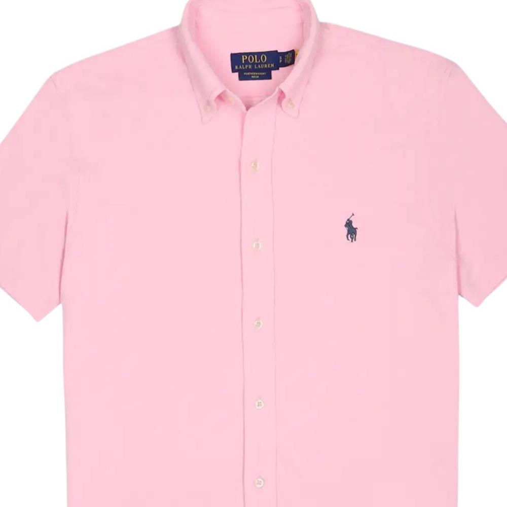 Polo Ralph Lauren SS24 Pony Logo Embroidered Short Sleeve Shirt Men Shirts Pink 710802629-001