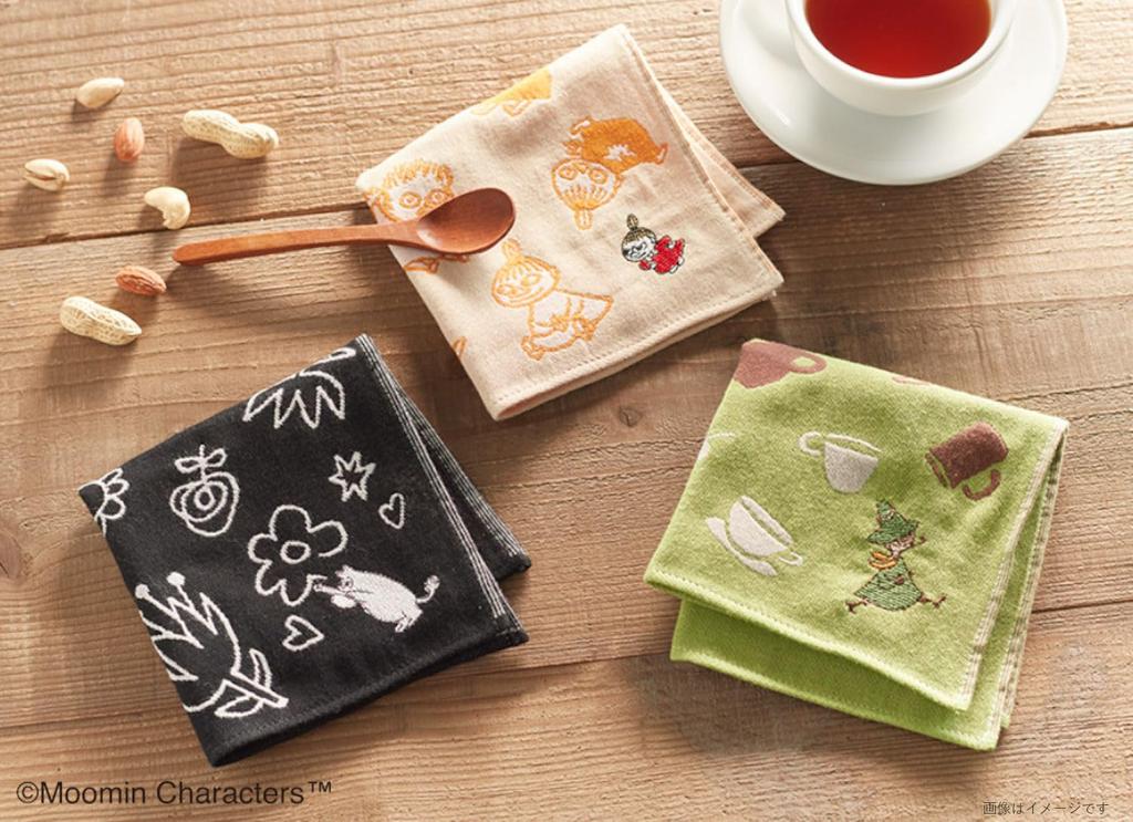 Miyamoto Towel JIKAN STYLE MOOMIN Triple Gauze 25 x 25 05863 Handkerchief, Art, Beige, Approx. cm,