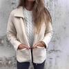 2025 Autumn and Winter New Women's Lapel Solid Color Zipper Pocket Jacket