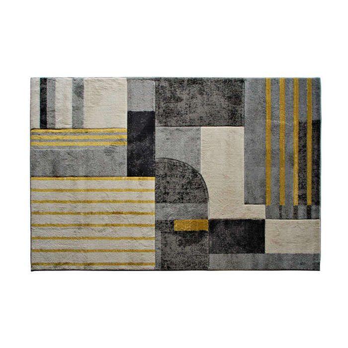 Tapis salon style art déco gris jaune 120x170