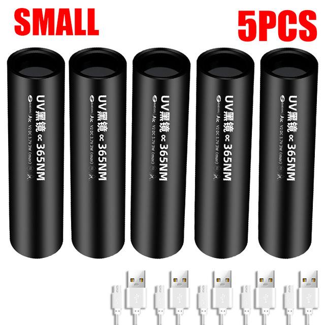 365nm Mini Portable UV LED Flashlight USB Rechargeable For Pet Stains Fungus Bed Bug Moldy Food Ultraviolet Detector Lamp