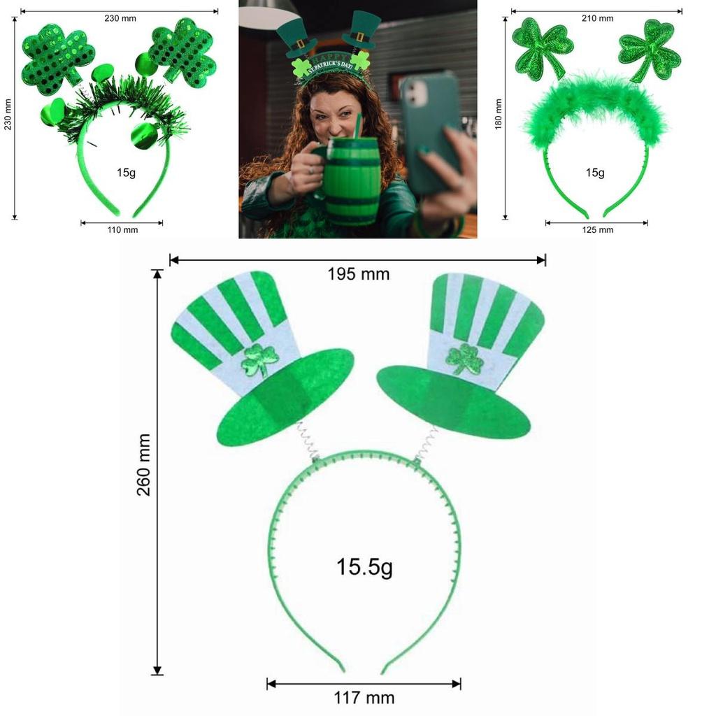St. Patrick's Day Green Clover Hair Band Elf Hat Headband Set