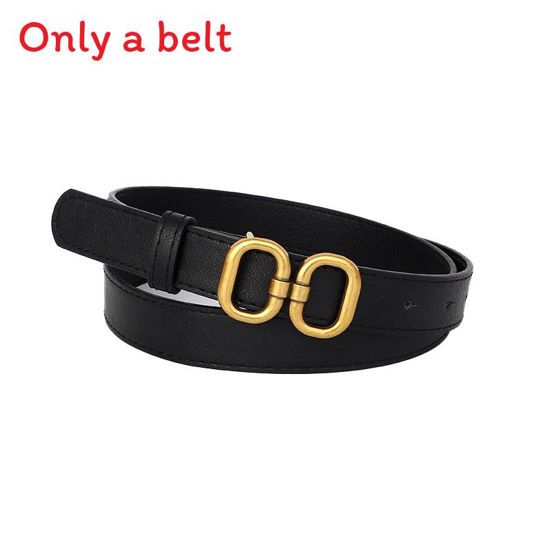 

Circular Double Metal Buckle Decoration Women Slim Waist Belt Casual Versatile чорний