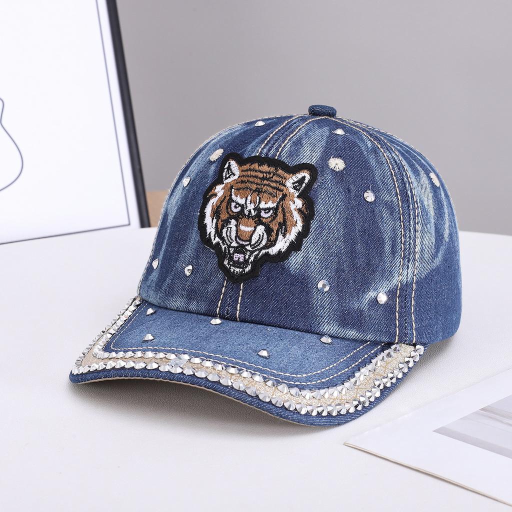Fashion new handmade rhinestone baseball cap women's European and American fashion diamond-encrusted denim sunshade cap