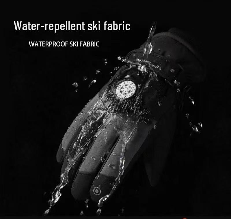 Fleece-Lined Waterproof Ski Gloves - Non-Slip, Touchscreen Compatible, for Men & Women, Thick, Windproof Winter Gloves for Cycling