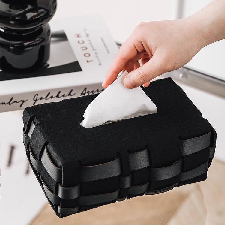 Elegant Woven Plaid Tissue Box for Home and Car
