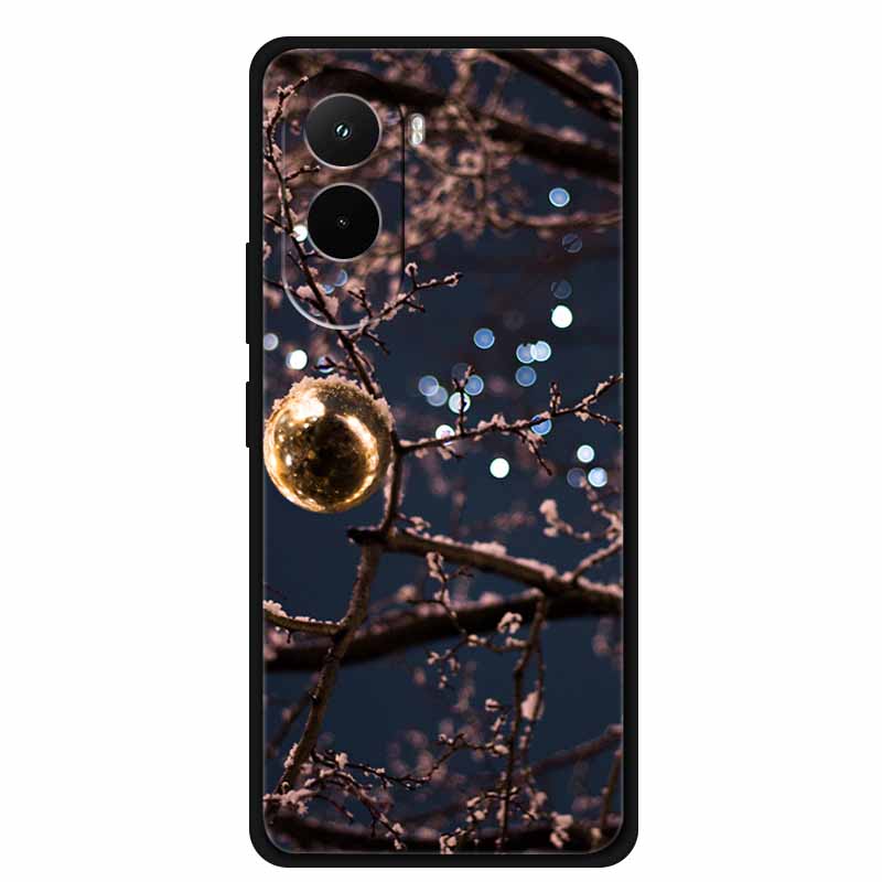 Christmas Phone Case For Poco M7 4G Case Christmas Tree Black Silicone Bumper For Xiaomi Poco M7 4G Cover PocoM7 Cartoon Coque