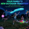 Ultra Bright Flying Disc, Luminous Flying Disc - 12 Intelligent Light Programmes, Rechargeable & Shockproof (Ideal for Night Games, Garden Parties,)