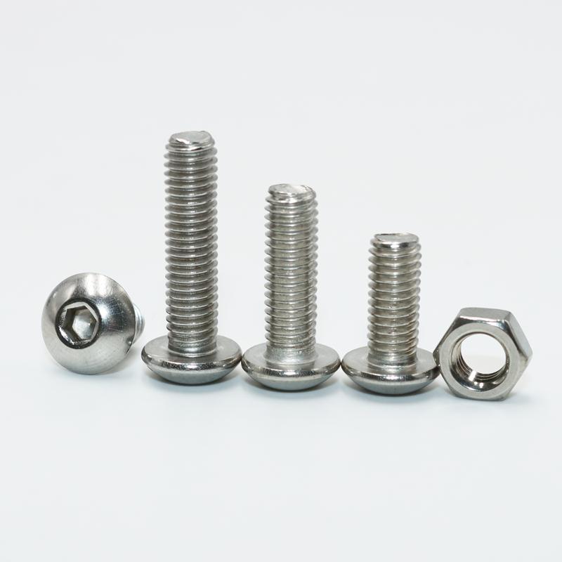 Round Pan Head Hexagon Socket Screw M2 M3 M4 M5 M6 A2 304 Stainless Steel Hex Mushroom Button Head Allen Bolt Nut for Motorcycle