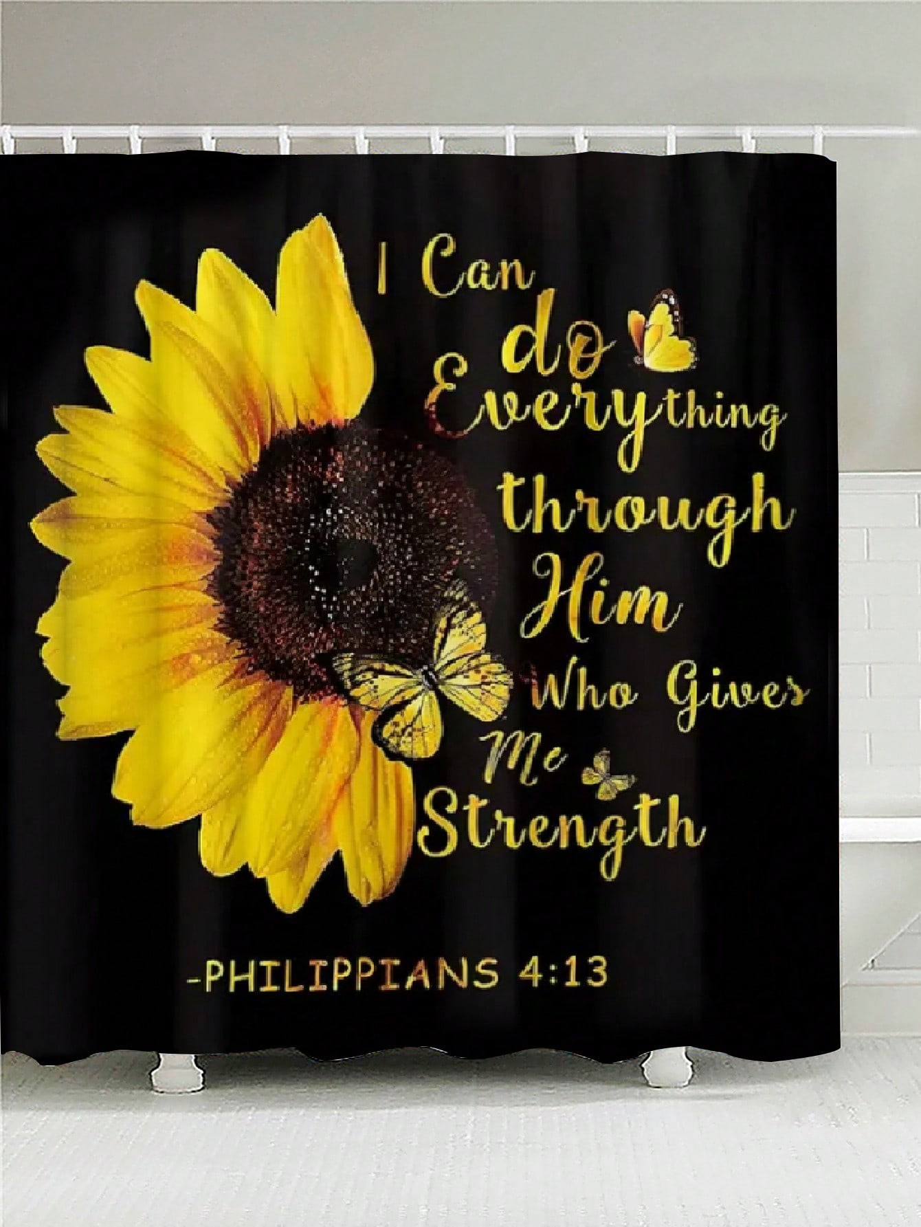 

Волшебный подсолнух и бабочка, комплект занавесок для душа, черно-желтый художественный деревенский цветок, украшение для ванной комнаты, занавеска