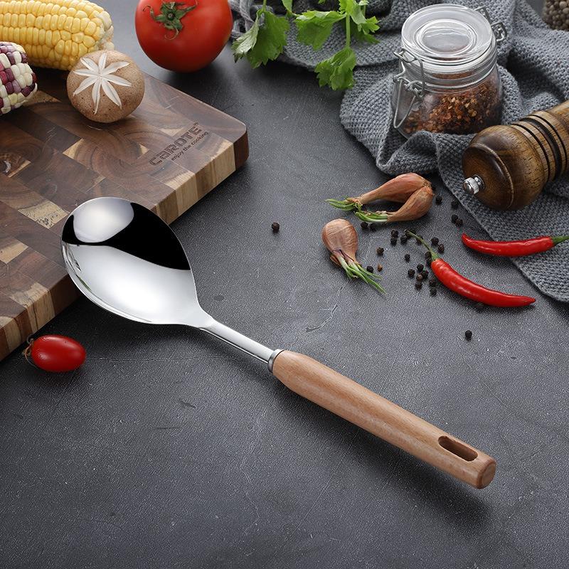 Wooden Handle Stainless Steel Kitchenware Cooking Spoons Spatulas Kitchenware Set Kitchen Cooking Spatula