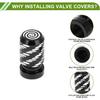 Tire Valve Stem Caps Decorative Black Wings Pattern Tyre Valve Dust Covers 7x22mm Aluminum Alloy 4 Pcs