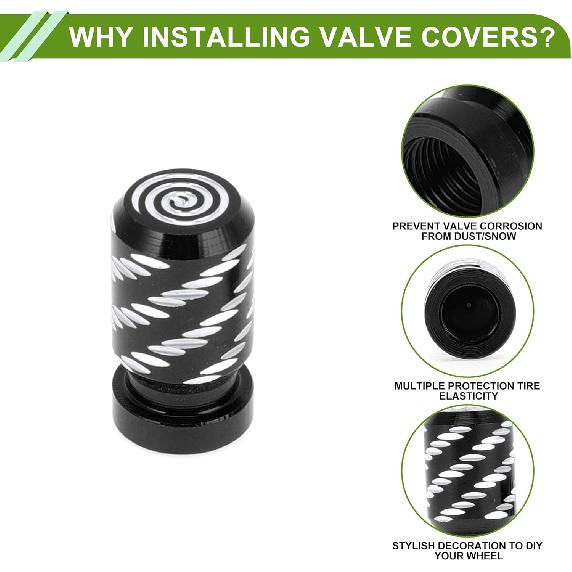 Tire Valve Stem Caps Decorative Black Wings Pattern Tyre Valve Dust Covers 7x22mm Aluminum Alloy 4 Pcs