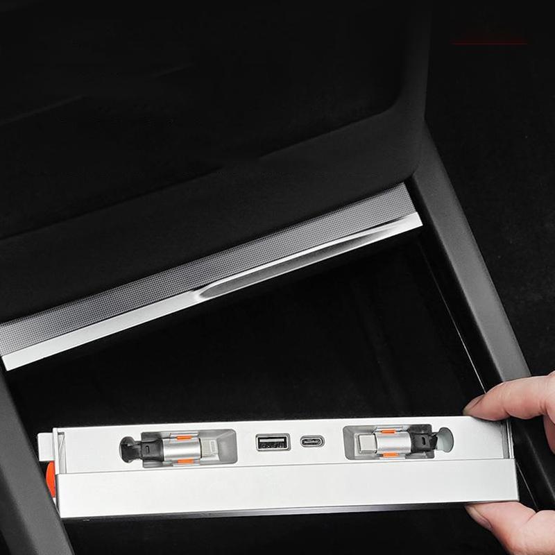 For Tesla Model 3 Highland Intelligent Docking Station Type-C PD 27W Fast Charger USB Extender Docking Station Powered Splitter