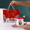Santa Claus/Christmas Snowman/Christmas Deer ceramic coffee cup with lid & spoon Water mug gift box set Christmas holiday gift