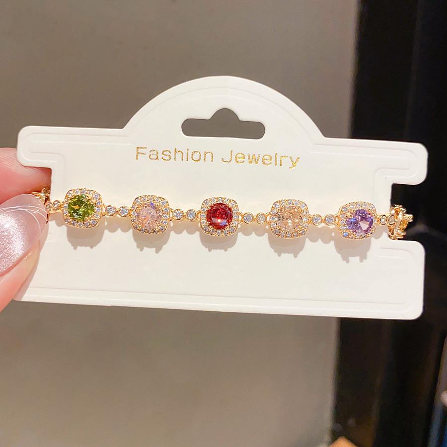 Vintage Geometric Cubic Zirconia Gold Plated Bracelet For Women Gift Ideas