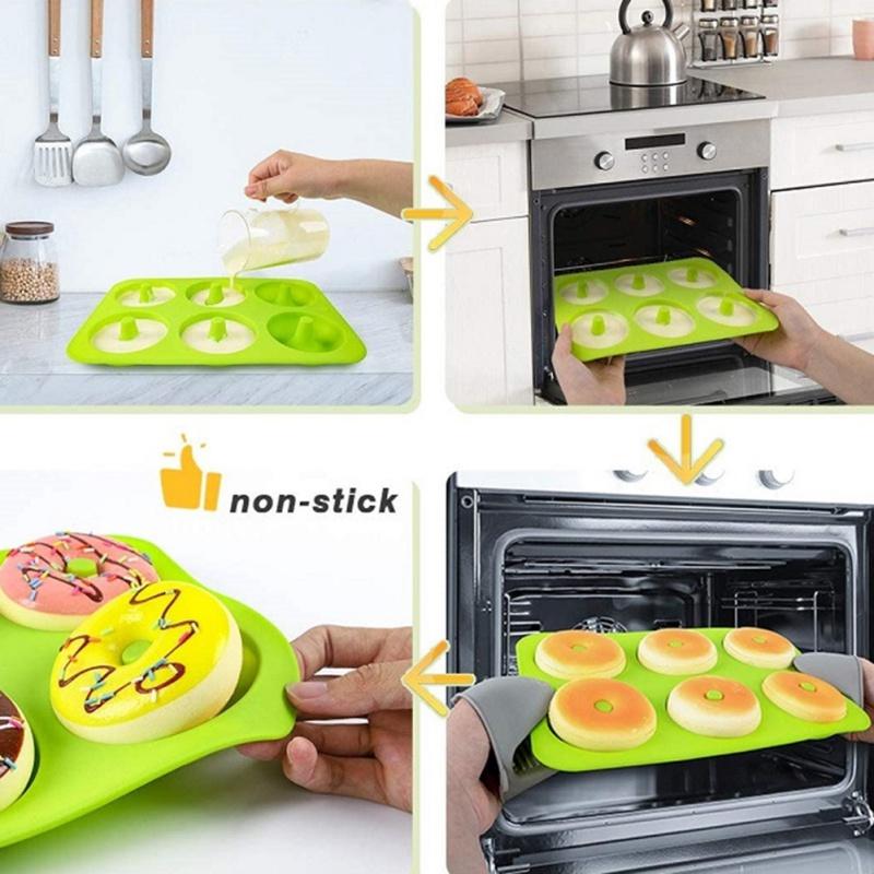 Silicone Doughnut Mold Colorful Soft Dessert Making Tool Snack Cookie Tray Heat-resistant Kitchen Oven Baking Tool Mold