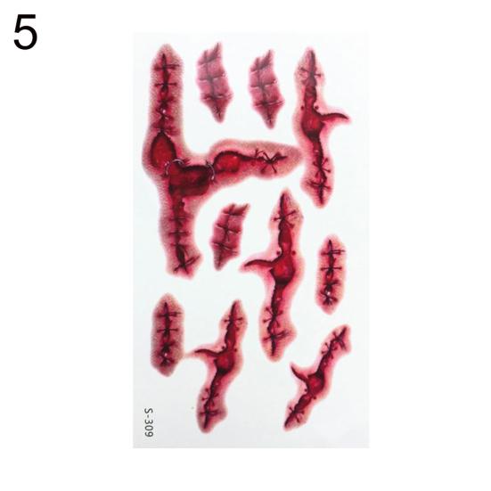 3D Halloween Bloody Scar Temporary Tattoo Sticker Cosplay Body Art Makeup Decal