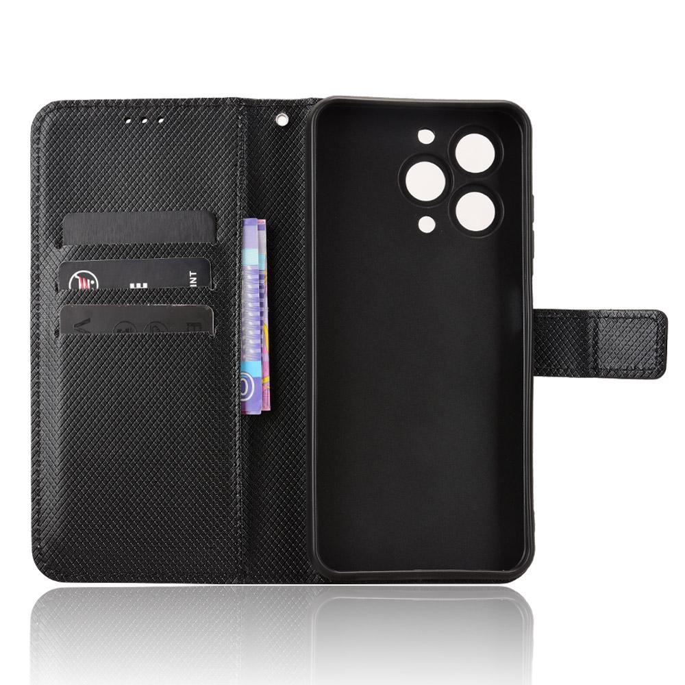 For Oukitel C3 Leather Wallet Case with Strap Diamond Texture Phone Cover
