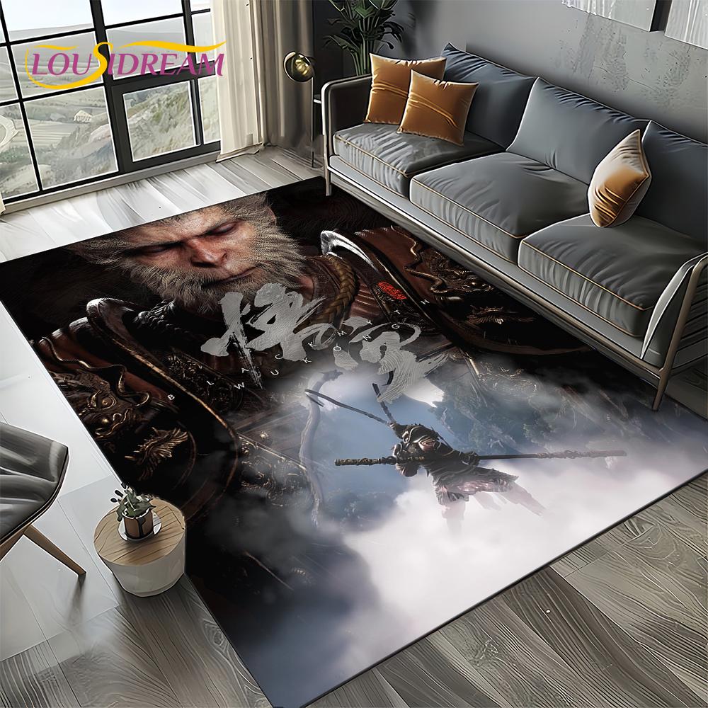 3D Black Myth Wukong Apekungen Tecknad Spelmatta för Sovrum Vardagsrum Hem Soffa Dekoration, Barninredning Golvmatta
