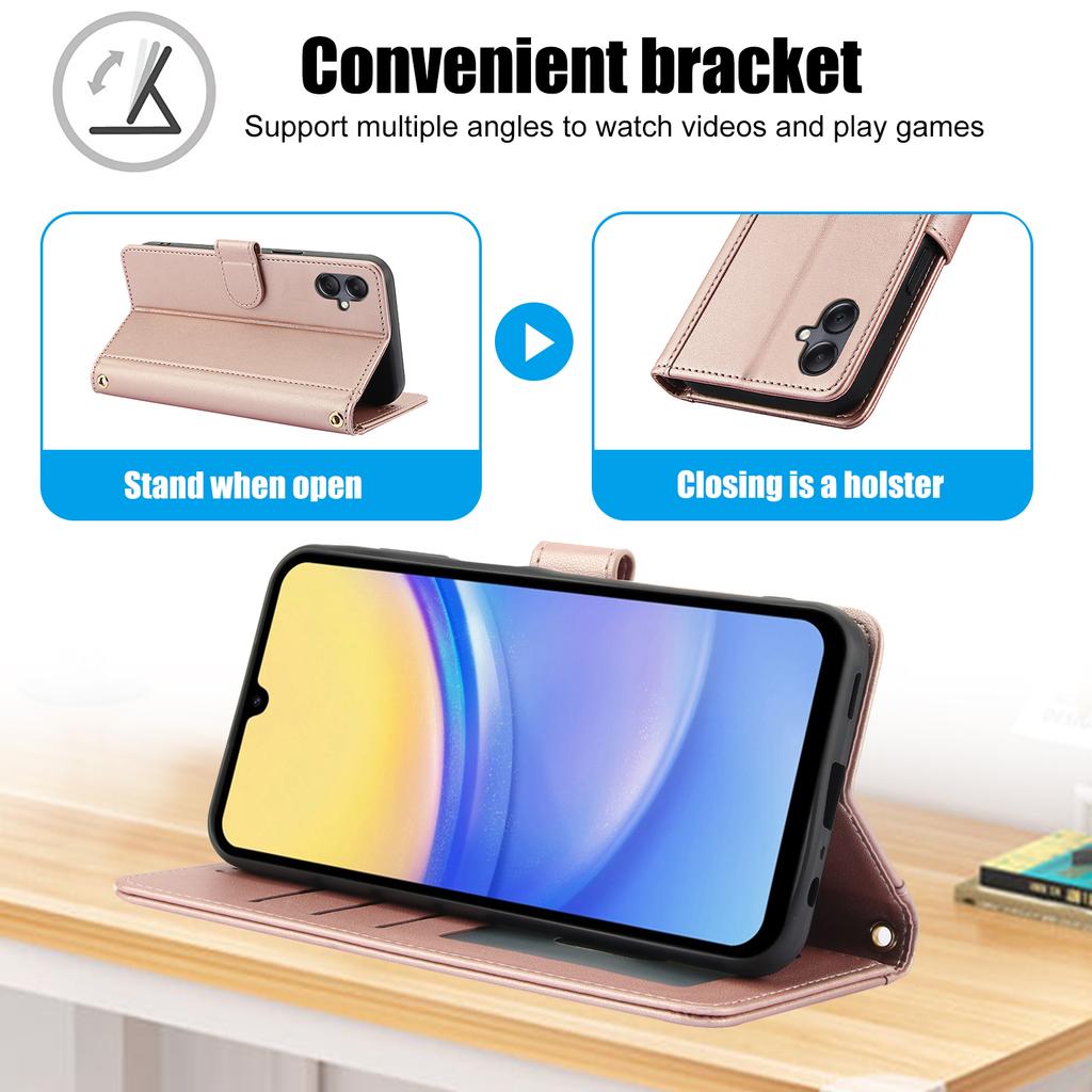 SY-003 For Samsung Galaxy A06 4G Case PU Leather Stand View Phone Wallet Cover with Hand Strap
