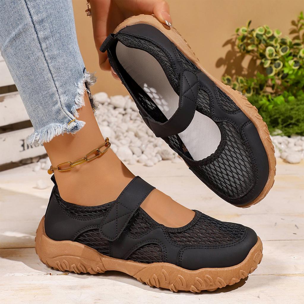 Women Fashion Mesh Platform Casual Shoes Hook and Loop Closure Lightweight Breathable Slip On Comfortable Walking Sneakers