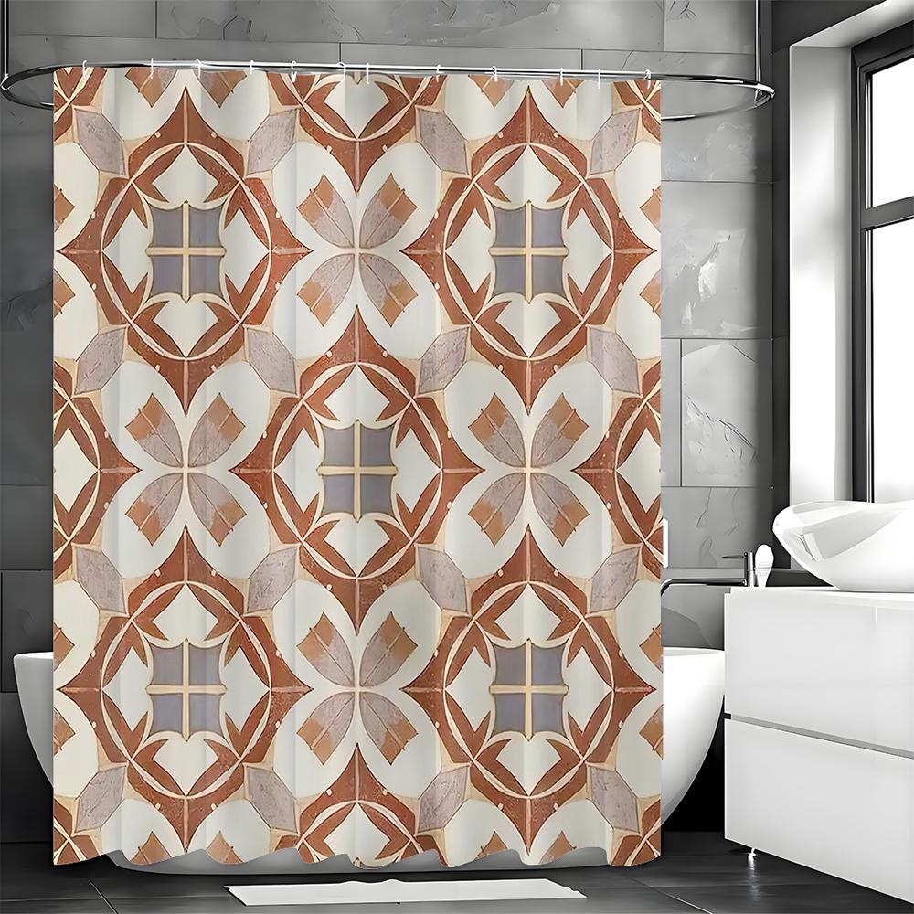 Abstract Pattern Shower Curtain, Bathroom Decorative Shower Curtain, Waterproof Shower Curtain with Hooks