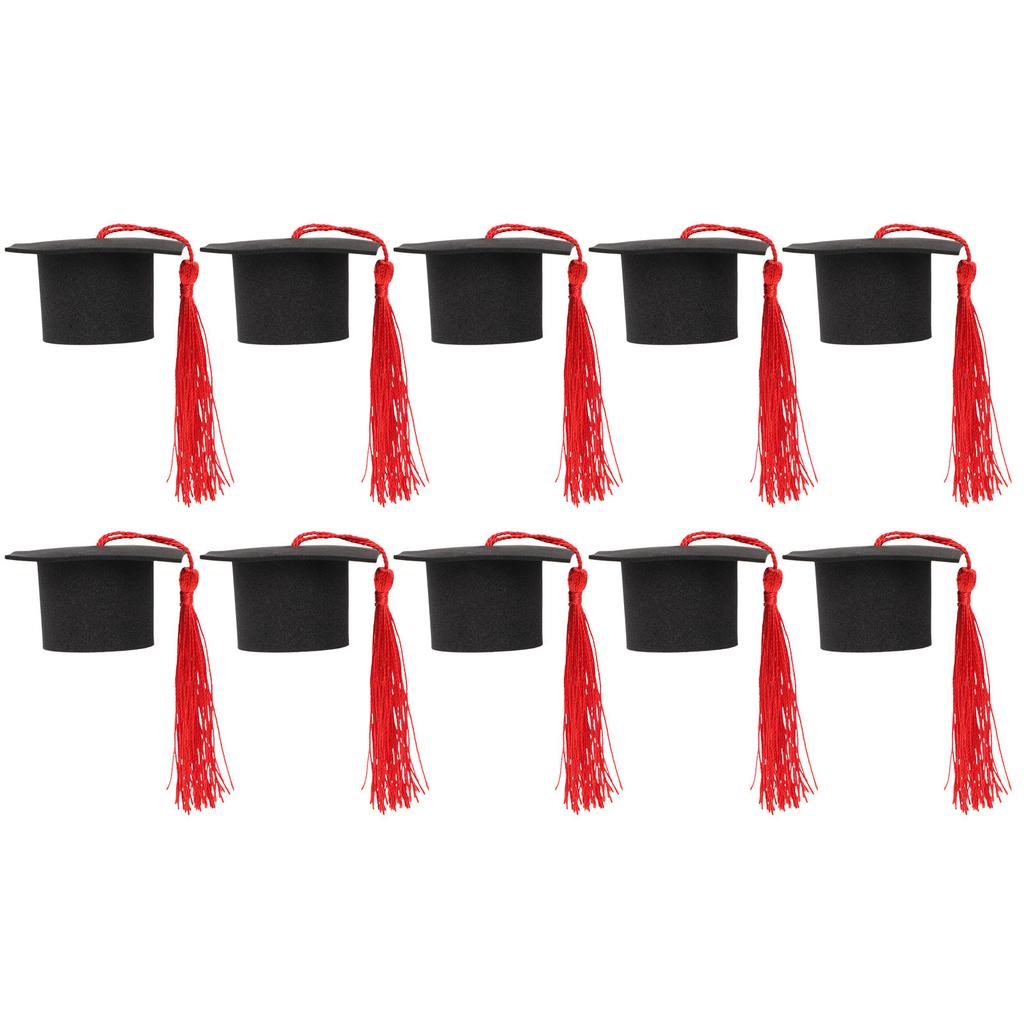 10Pcs Mini Doctoral Cap Decorations Graduation Theme Cake Topper Graduation Ornament for Dessert Decoration Desktop Landscape