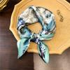 New Design Floral Silk Scarf Women's Spring Versatile Elegant Plain Crepe Satin Small Square Scarf Fashion Commuter Silk Scarf