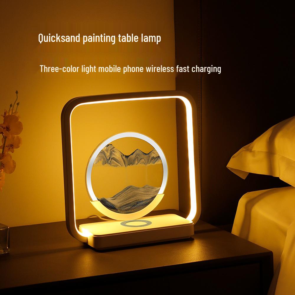 Wireless Quicksand Table Lamp with USB Charging
