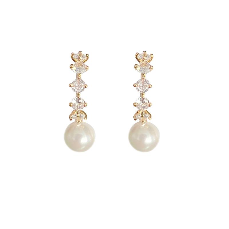C-shaped design, diamond-encrusted mosquito coil disc, ear clips, fashionable and versatile pearl earrings, high-end light luxury retro earrings