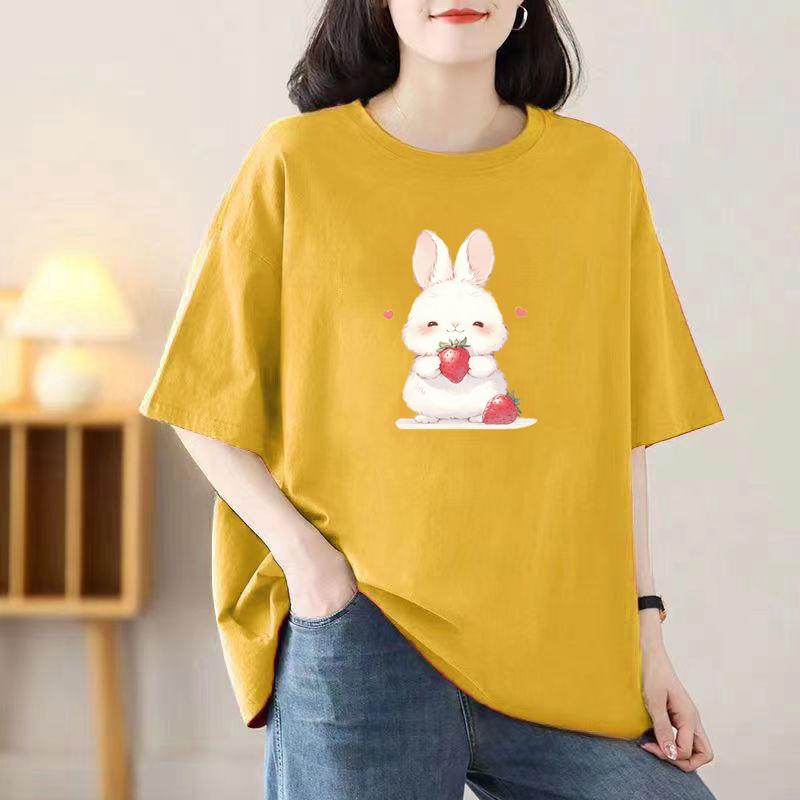 Summer New Short-sleeved T-shirt Female Korean Version of The Printed Loose Tops Loaded Cotton
