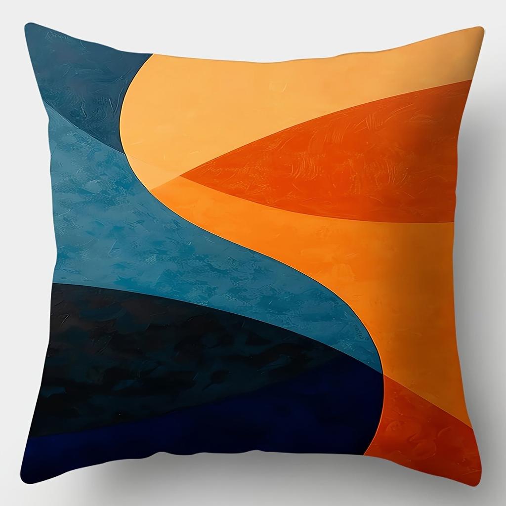 Geometric Color Decorative Pillowcase, Ultra-soft Polyester Material Living Room Sofa Backrest Car Pillowcase Home Decoration