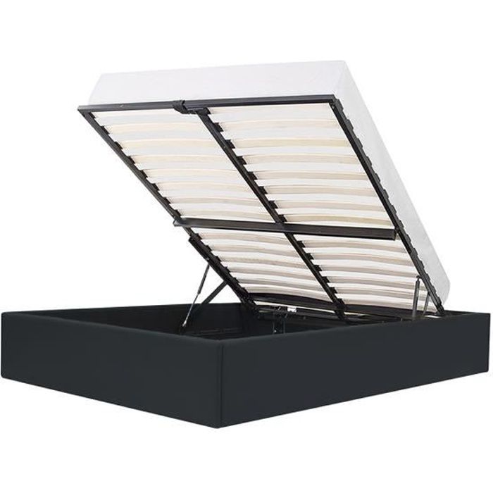 ECLIPSE Adult Storage Bed 140 X 190 Cm - Black Imitation Leather