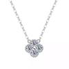 Harusame Women's Four-Leaf Clover Necklace In Sterling Silver with a 0.4ct Diamond and Moissanite Pendant. Popular Women's Jewelry In Silver and Gold.