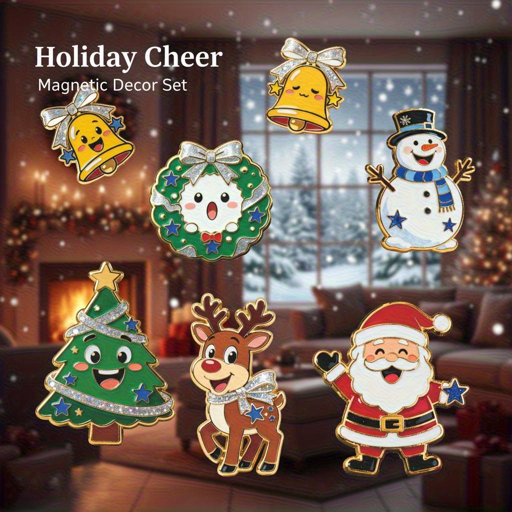 7pcs/Set of Christmas Fridge Magnets, Featuring High-Definition Santa Claus, Christmas Tree, Snowman, Reindeer, And Bell Designs