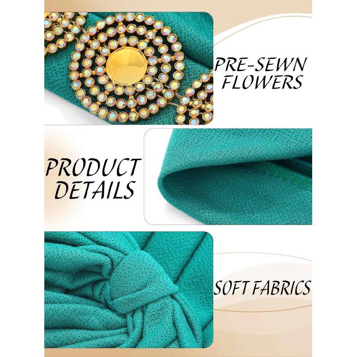Headwrap Hair Turbans African Turban Flower Pearl Crystal Twisted Head Turban for Women Fashion