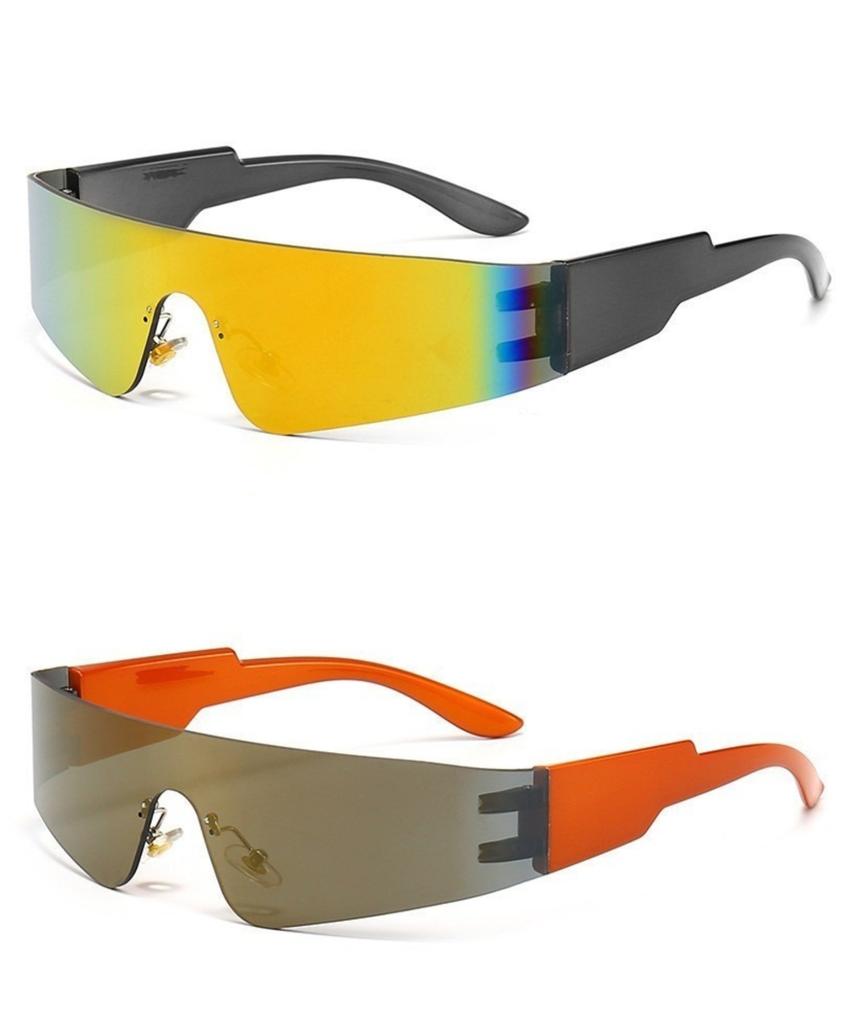 Punk One Piece Sunglasses Goggle New Y2k Rimless Sun Glasses 2000's Shades Eyewear UV400 Female Designer  Eyeglasses