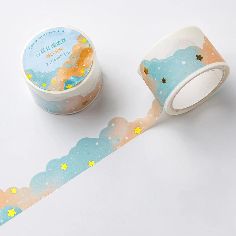 Kawaii Gradient Clouds Washi Tapes DIY Scrapbooking Journal Planner Diary Stickers Cute Masking Tape Korean Stationery OfficeKaw