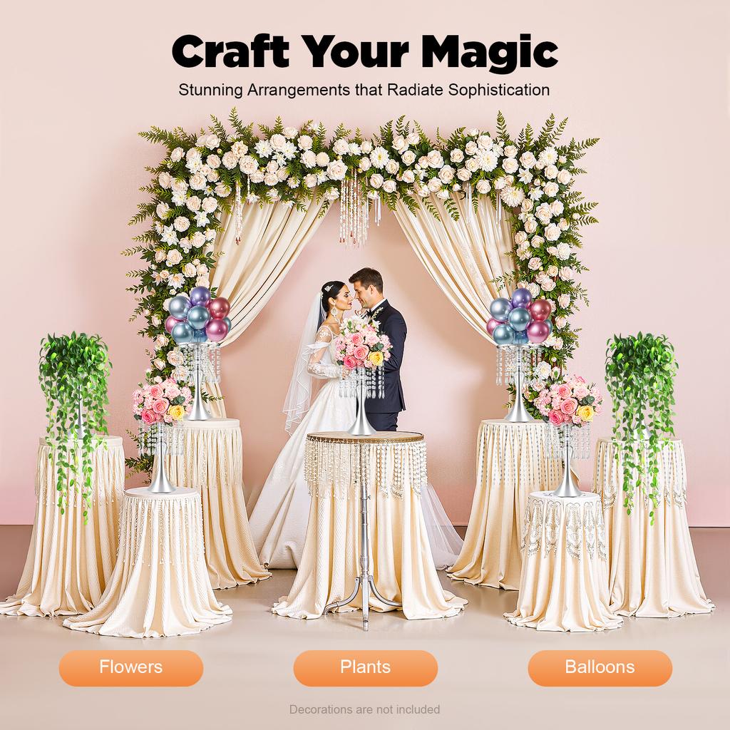 10 PCS Modern Flower Stand, Iron Acrylic Round Plant Holder for Wedding Centerpiece, Home Garden Balcony Decor, Tabletop Display